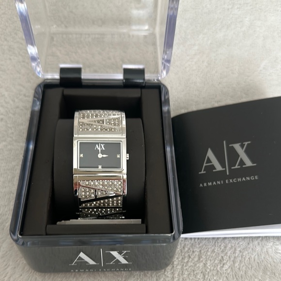 Armani Exchange Accessories - Armani Exchange Silver Watch with Black Dial